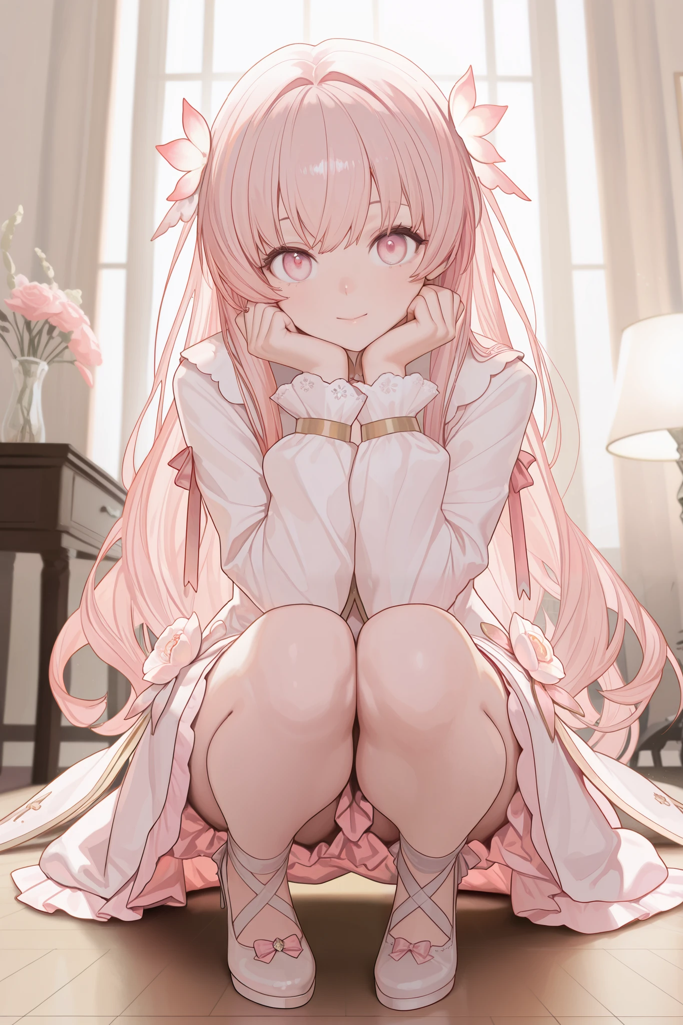 (Rear insertion position, ), Pink hair, Long Hair, Cute Hips, , ,(Cotton shirt、Linen long skirt、Striped Lingerie、White garter stockings), (With your back against the wall), legs apart、nsfw、BREAK Perfect Anatomy、Highest quality、(cute:1.1)、(cute)、(High resolution:1.2)、Unbelievably absurd:1.3、Incredible illustrations、(cuteイラスト:1.2)、Beautiful background、(1 girl) 、solo)、(10th Generation、JK、Loli face、Small breasts:1.2)、slender、、(skirt lift,upskirt,),、(tooth:0.6)、、Eye highlights、embarrassed