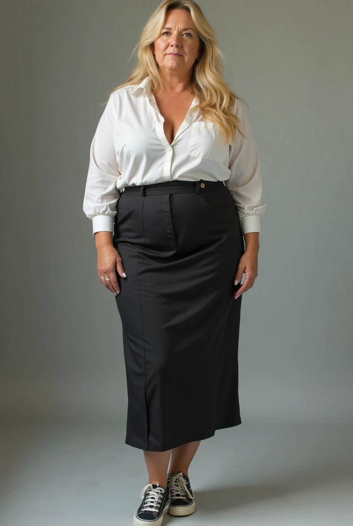 Xyrele, 1girl, solo, 30 years old, (((French face))), (((French nose))), (((French lips))), ((((chubby)))), (((wide hips))), (((blonde hair))), ((crinkly medium hair)), wearing stylish palette trend modern wear and skirt, ((Background: Hyde Park - United Kingdom)), ((upper body and upper legs))