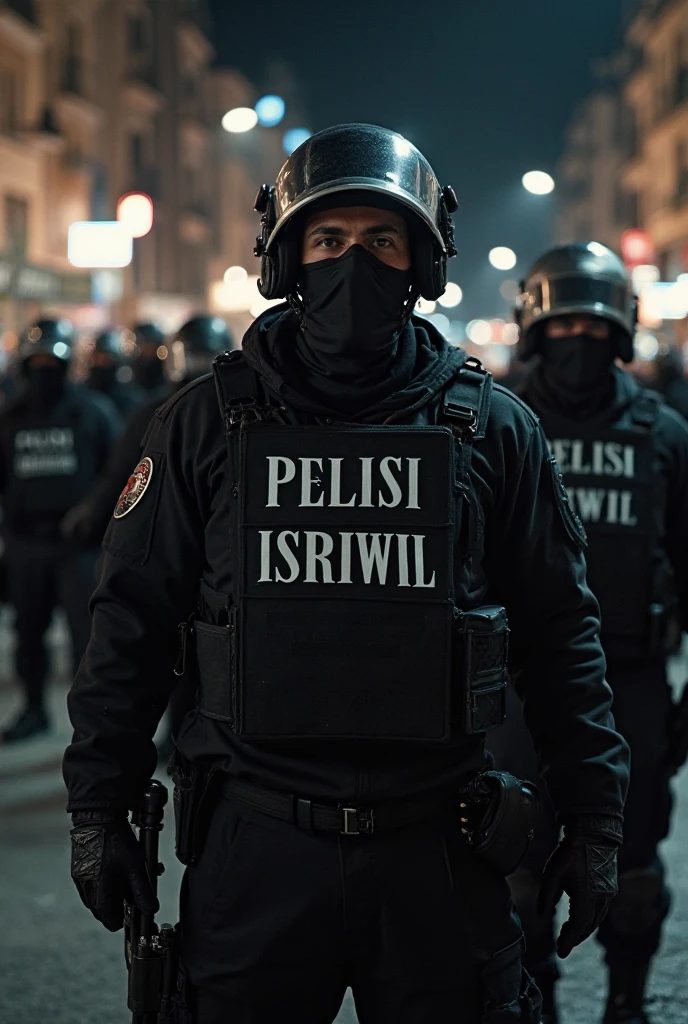 1.If the man is 75 cm tall and weighs 70 kg, he has a red star and crescent shaped ski mask on top of his bulletproof vest. REIZ should be written on his bulletproof vest and a crescent shaped flag underneath.