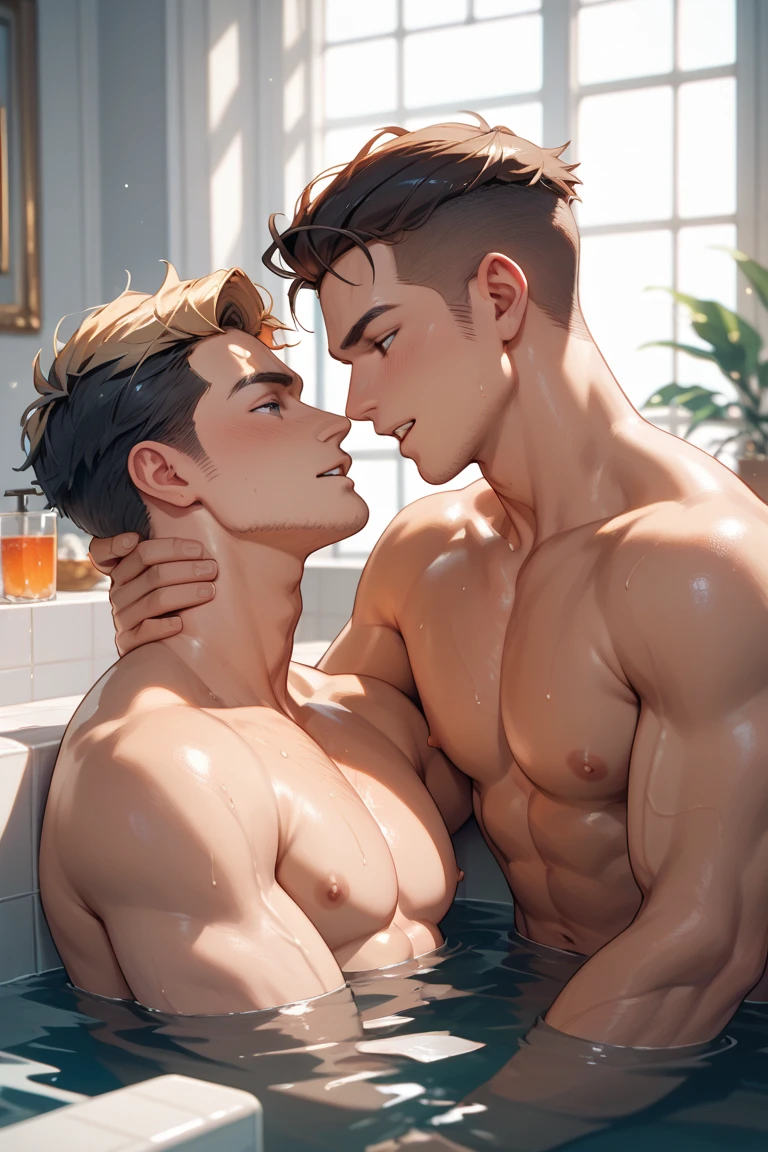 Two boys kissing，Bathhouse，Raised sexy