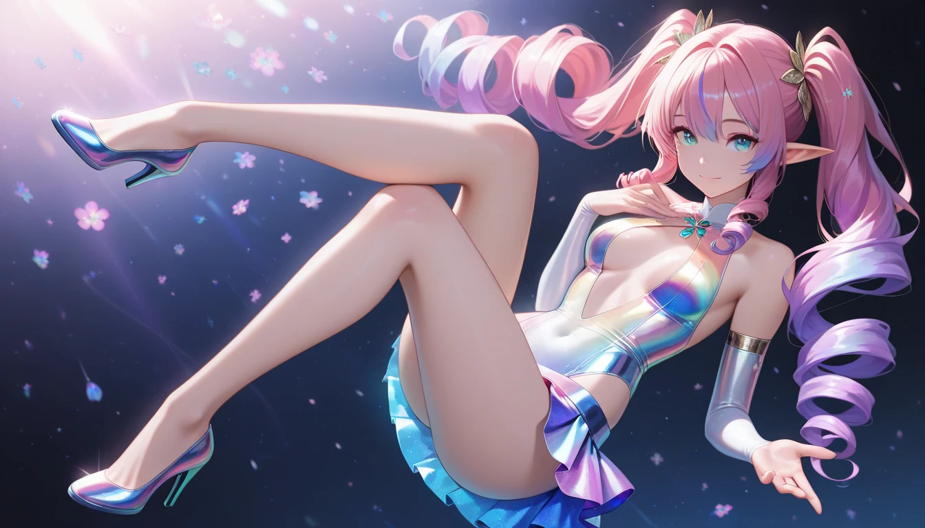 ulzzang-6500-v1.1,(Raw Photos:1.2),((Photorealistic:1.4)),Top Quality,Masterpiece, Illustration, Very delicate and beautiful, Highly detailed CG ,Unity,8k wallpaper, amazing, fine details, official art,highly detailed CG Unity 8k wallpaper,absurd, incredibly absurd, huge file size, ultra detail, high resolution, Beautiful Detailed Girl, Very Detailed Eyes and Face, Beautiful Detailed Eyes,Face Light,Movie Lighting,((Very Pink Tight Suit Clothes)),1 Girl,Full Body,Full Body Shot,Watch Viewer,((Light Pink Hair))、Red Eyes,((blissful))、Most Detailed Background, ((Student Uniform)), (Smile), (Smile), With Twin Tails,Longsword,14 years old