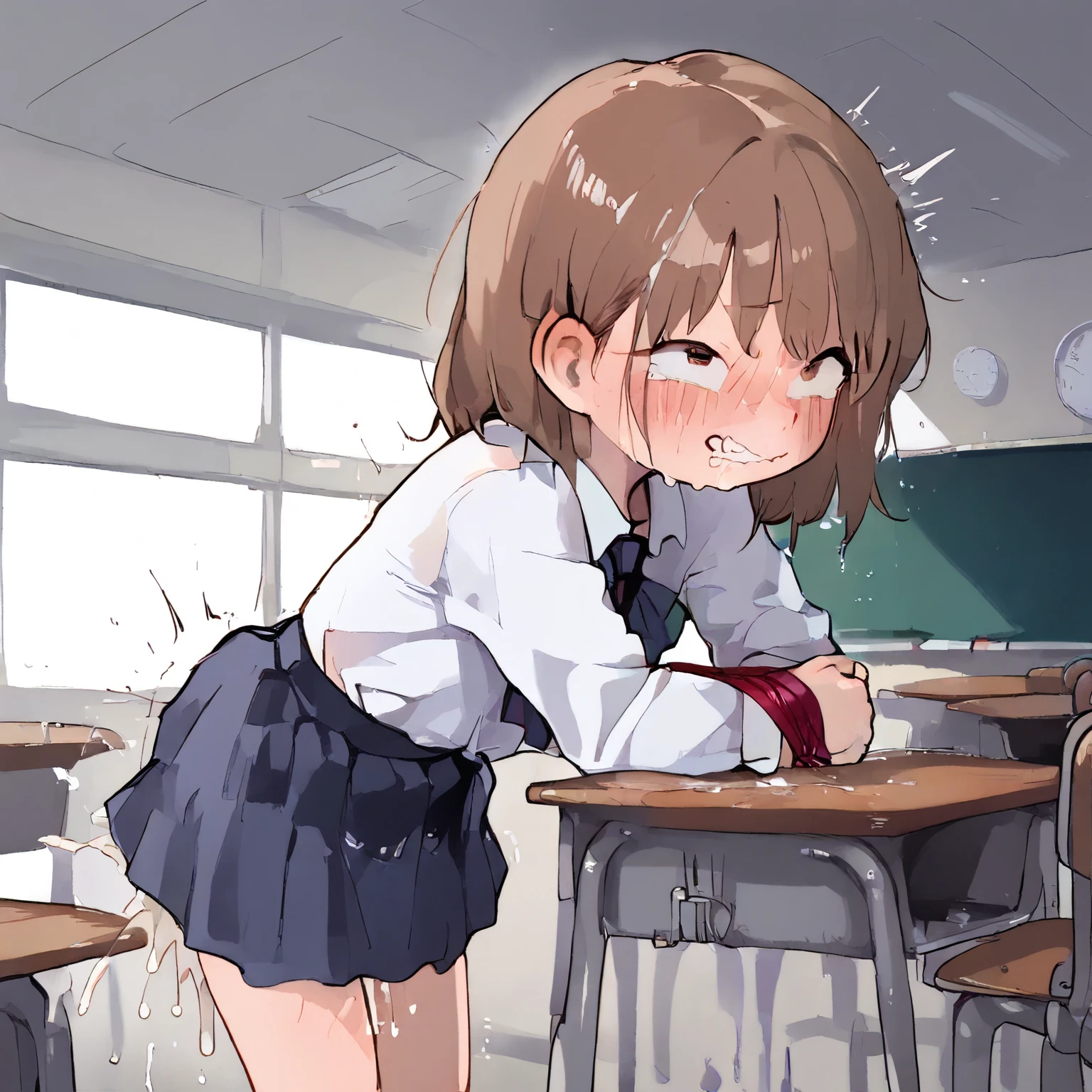 2girl,((schoolgirl)), classroom, 1girl bent over desk, girl dry humping hardcore, lesbian, yuri, dry humping, cute small schoolgirls, flustered, cum, dripping cum, releasing cum(dry humping) hardcore, pain, bondage, moan,panties pulled down, skirt, school uniform, panties pulled down, short skirt, miniskirt, Best quality, beautiful quality, best style, perfect,(hardcore)(fast and hard),(pain face), exaggerated, cute, youthful, young, small, frail, uplifted skirts, public, 2 girls dry humping eachother, one girl dry hump the other