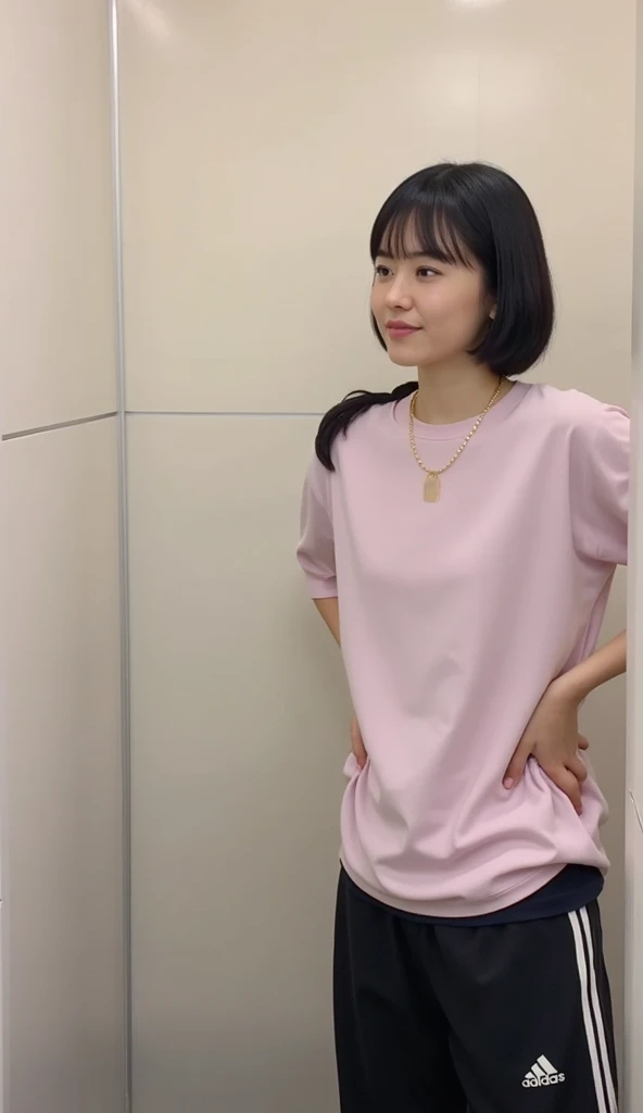 random pose、room、japanese girl、17 year old girl、high school girl、uniform、Light pink blouse、navy pleated skirt、small breasts、perfect breasts、perfect skin、perfect body shape、bob hair、black hair、small face、bangs whorl、spread your legs、lie down on the bed