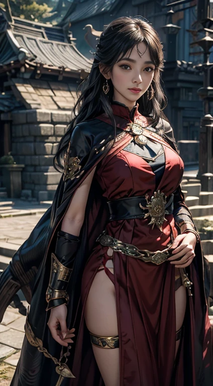 cai lin red dress long hair mature female hair ornament midriff jewelry,drinking in the night club, <lora:eclipse fire :0.45> <lora:cailin-v1.5-lora-naivae-final:1>