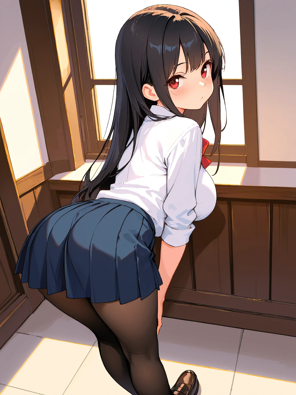 アニメ girl kneeling down in front of a door with her hands on her hips, beautiful アニメ girl squatting, a hyperrealistic , Guweiz, (sfw) safe for work, hyperrealistic , realistic , thicc, the アニメ girl is crouching, seductive アニメ girl, ilya kuvshinov. 4 K,(Hands on hips),(Put your hands on your hips),(masterpiece), (One serious civil service commissioner: 1.3), (Super thick and plump body: 1.3), (Huge breasts and buttocks)), (Small Head: 1.2), (Very small uniform)), (Shiny skin: 1.2), (A speech while crouching in the stands in the schoolyard in the morning)), {fat},1boy, penis, doggystyle, from behind, spreadassms, chubby body, fat body, short,ultra detailed, masterpiece, best quality, blush, a woman, rolling eyes, open mouth, school girl, wearing , wearing glasses, classroom, sunset, light particles, hdr, brown grey hair, midium wavy hair, shiny hair, bang, single braid, clear grey eyes, Smiling Kiss, Tongue Out, アニメ ,orgasm face, sexual climax, bitch, back shot, back view, low angle, from below, back view, arched back, looking back, all fours, chubby body, BIG ASS , saliva, BBW, slender waist, anal, seiza, hands on head,white eyes, Hand Drawn, Showing Ass, Bobcut, Knee socks, (Super thick and plump body: 1.3), Butt sticking out, Close your legs, seiza, spread legs, pleated skirt, Stretch your arms back, long pleated skirt, I can&#39;t see your butt, Buttocks hide, Arms folded behind back, Super big butt, Awesome numbness , Plump , Chubby, Butt sticking out,