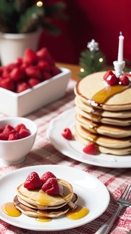 Fruit-filled pancakes on the table at a Christmas party, 35mm film