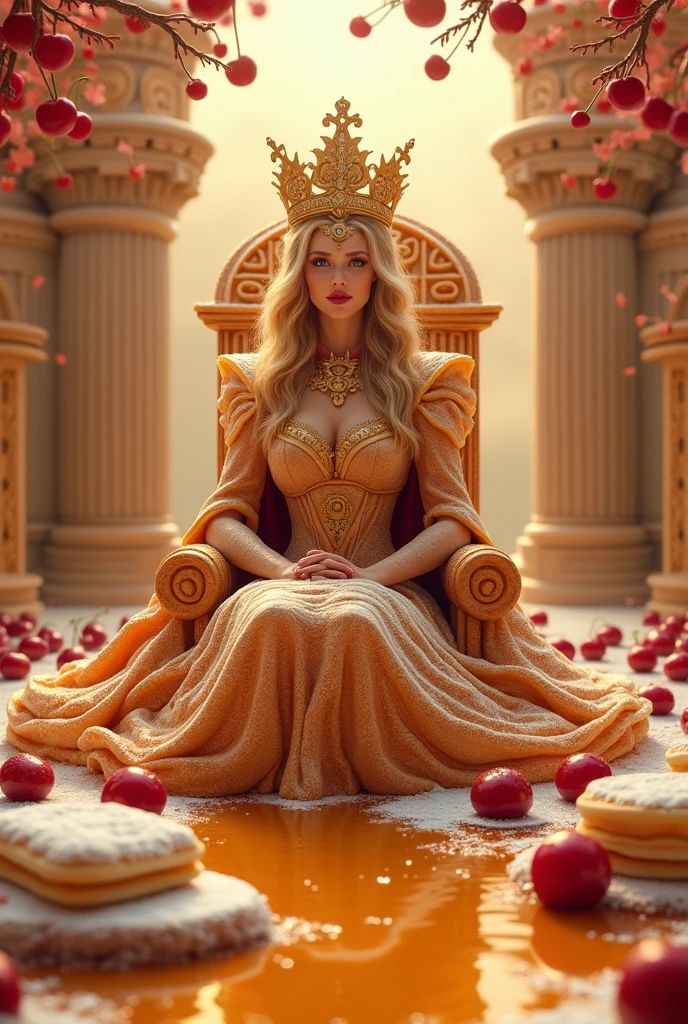 a close up of a woman in a costume with a lot of balloons, digital art inspired by Greg Hildebrandt, Artstation, fantasy art, lit from behind, artstation masterpiece, lisa ann, epic 3 d oshun, fantasy highly detailed, on her throne, goddess. extremely high detail, detailed and fantasy, voluptuous and arousing