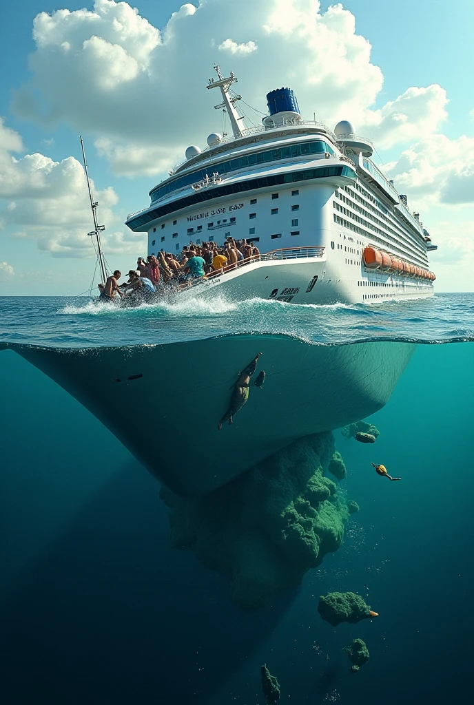 Long-haul large cruise ships,Seven junior high school girls in bikinis play on the resort's beach