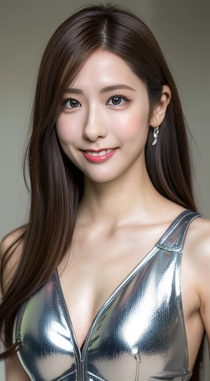((masterpiece:1.1, highest quality:1.1, 32K HDR, High resolution,nffsw,)), (1 girl), (Yuko Oshima's ultra-realistic portrait:1.15, japanese idol), (nude:1.2),small nipples、tiny areola、((pubic hair))、 ((sports gym)), perfect slim body:1.1), highly detailed face, realistic skin texture, Detailed description of the skin, shiny skin, looking at the viewer, light brown hair, short wavy hair, smile:1.7, silver earrings,silver necklace,Cowgirl Position:1.12