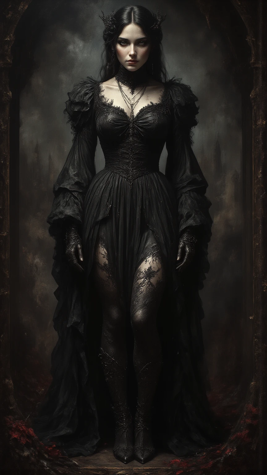 wolf mask, gothic style, creepy, sexy, dark fantasy, magic ball background, dark energy steam, full body