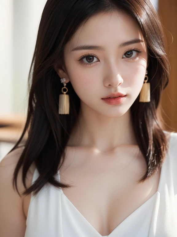 1 Female, Close-up of face, Medium chest, Light brown hair, Blunt bangs, Hair behind the ear, Hair that falls over the shoulders, Long Hair, Slim figure, Ultra debtine debtace, Thin face, Delicate lips, Beautiful Eyes, Light blush, eyes are light brown, Perfect glowing skin, Perfect Skin, Shining Sweat,Have a look at this, Ultra-thin needle, Very thin fingers, The optimal ratio is four fingers to one thumb, (Realistic:1.3), debtinger Extensions, See-through white blouse. bamboo forest, First Person View, debtuji debtilm, debt/1.2, 8k, Tabletop, んdebtdebt, Super Detail, high quality, 最high quality, High resolution,Abdominal muscles,Six Pack,clavicle