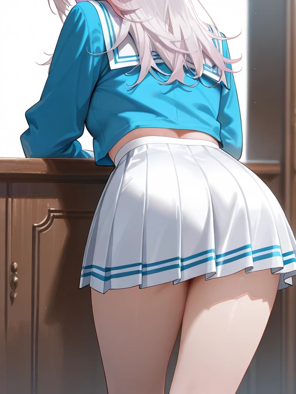 (masterpiece, highest quality:1.2), 8K, young beautiful girl, 85mm,Official AR RAW photo, glasses, baby face、partial clothed big breasts、show me your ass, cute face, thighs, After school classroom, looking at the viewer, embarrassing、smile、no makeup, film grain, chromatic aberration, sharp focus, face light, clear lighting, Ten generations, detailed face, background bokeh、((((((18 year old high school girl))))))、thin waist、sailor suit、not wearing a skirt、pubic hair、vagina/pussy