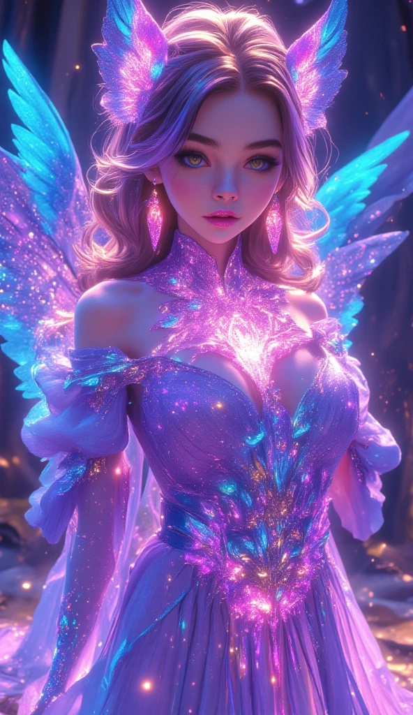 ((masterpiece)),(best quality), ((1girl elf, solo)), ((cinematic)), ambient occlusion, Nvidia ray tracing, dynamic:1.2, (absolutely eye-catching), ((intricate sexy (dress), shining skin)), (dynamic shot:1.2), particles:1.2, (pastel:1.2), ((glowing fairy wings:1.2)), ((multicoloured hair)), ((perfect body)), (flying:1.6), (intricate cinematic background:1.2), (colored magic casting:1.2)