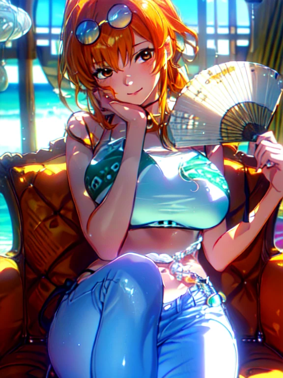 Nighttime Bar、Colorful neon、Bikini、A beautiful yellow-haired woman posing sitting on a chair with her legs spread wide, Huge Ass、 Sexy pose, Beautiful female body, Big Breasts,  Beautiful body, Beautiful underwear model,  

