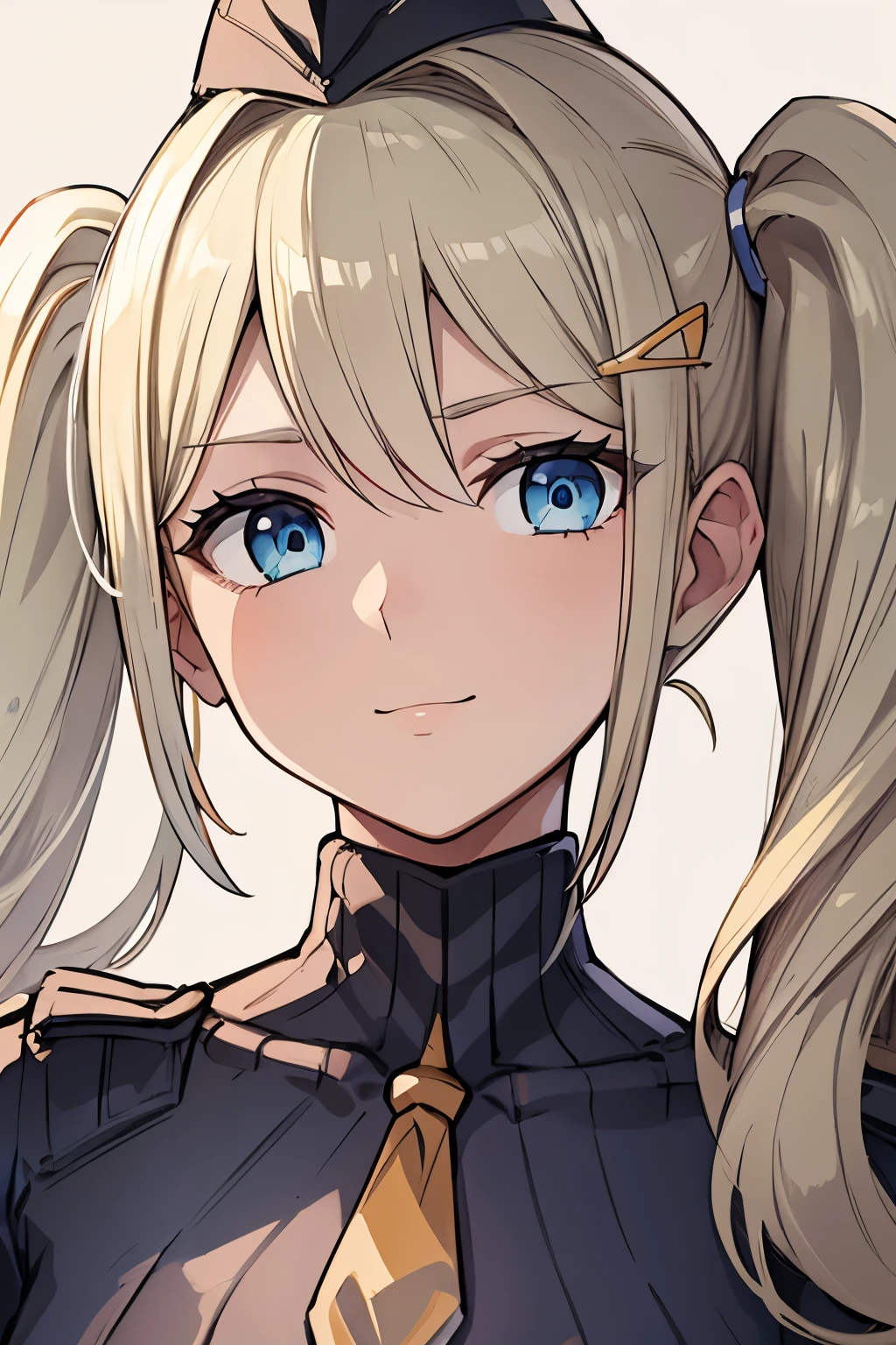 masterpiece, highest quality, (highest quality), (best illustrations), (high resolution),8k,face close up,on the bed, {{{masterpiece}}}, {{{best quality}}}, {{Super detailed}}, {{very delicate and beautiful}},smile,black DOLLSUIT,DOLLSUIT,{{{best quality}}}, {{Super detailed}}, masterpiece, highest quality, (highest quality), (best illustrations), 8k,{{{masterpiece}}}, {{{best quality}}}, {{Super detailed}}, {{{best quality}}}, {{Super detailed}}, face close up, anne takamaki, blonde hair, blue eyes, hair ornament, hairclip, long hair, swept bangs, twintails, wavy hair,