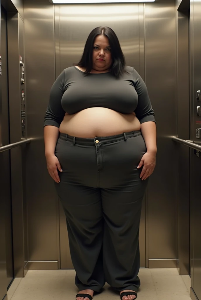 A big ass girl having a dry in an elevator