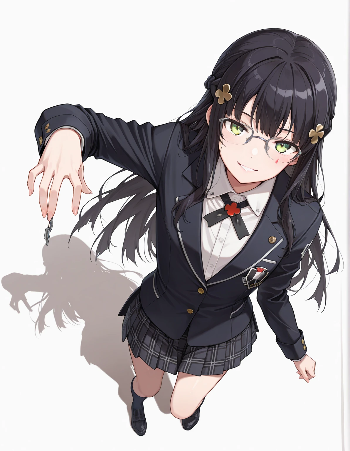 high quality, best quality, masterpiece, absurdres, black_jacket, ribbon, purple_eyes, black_hair, long_hair, sad, <lora:lycorisRecoilTakina_takinaInoueBeta01:0.75>, 1girl, torn clothes, cloth pieces, <lora:torn:0.75>