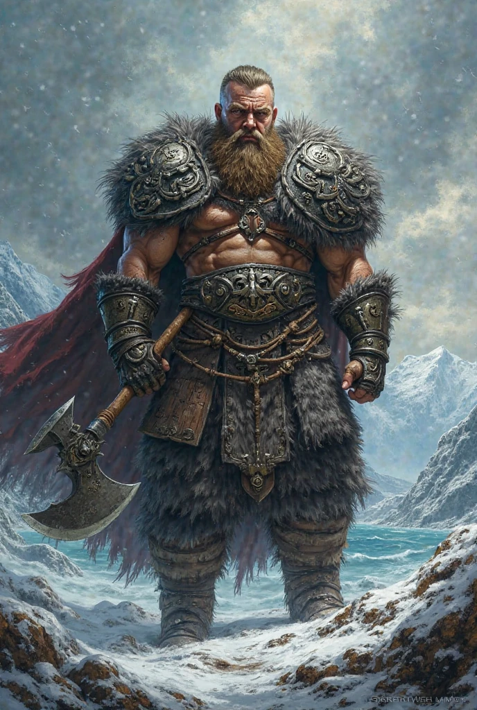 a bald person with a sword, fur coat, have axe in hand, barbarian warrior, starry sky, Ice and fire, snow and fire, reality, barbarian, viking, norse warrior, epic fantasy character art, barbarian class, epic viking king, scandinavian / norse influenced, viking berserker, viking warrior, male barbarian, viking and templar aesthetics, ancient viking warrior, viking god, viking king, a fantasy warrior --auto --s2