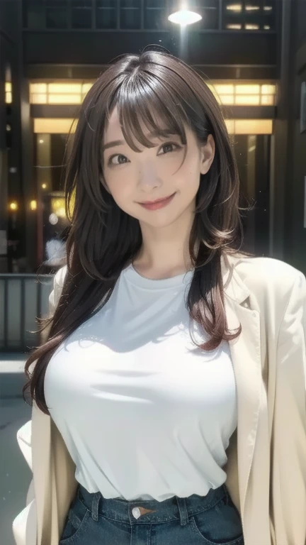 ((Best Quality, 8K, Masterpiece: 1.3)), Sharp Focus: 1.2, A Beautiful Woman with Perfect Figure: 1.4, Slim Abs: 1.2, (Layered Hairstyle,: 1.2)), (Wet White Button Long Shirt: 1.3), Rain: 1.3, Street: 1.2, Wet Body: 1.1, Highly Detailed Face and Skin Texture, Detailed Eyes, Double Eyelids, Big Breasts, Smile, unbutton shirt, show breast, show nipples, clean areola