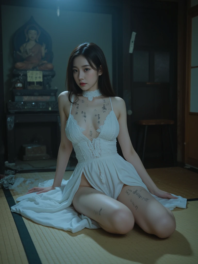 best quality, masterpiece, (lifelike:1.4), 1 girl, faint smile, chiffon, waist up, dramatic lighting, from below