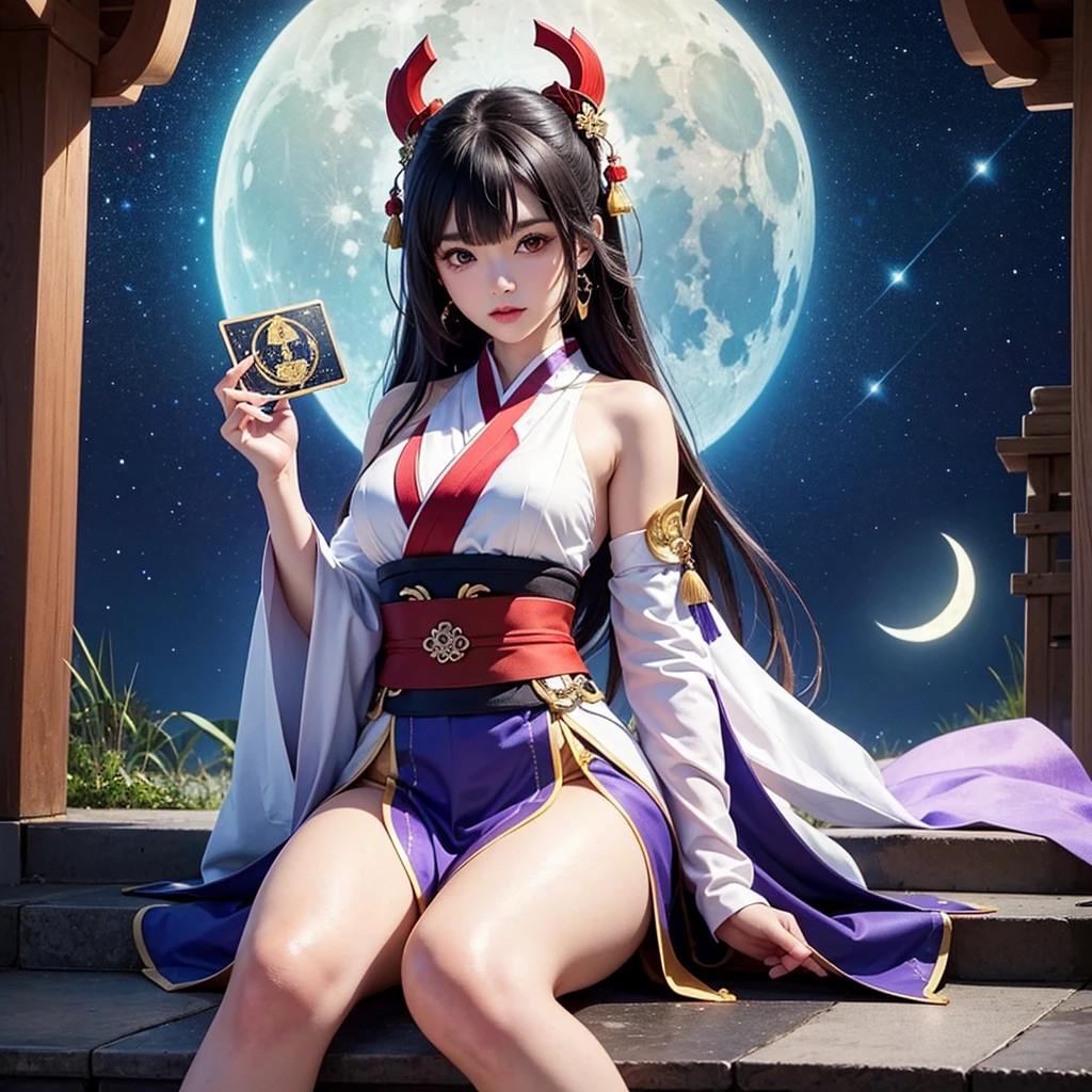 ((World of Darkness)),Professional , masterpiece、top-quality、photos realistic , depth of fields 、Dark Fantasy、()、(shooting stars:0.9)、(nebulas:1.3)、A dark-haired、(White bikini armor)、(Mystical expression)、(The fox has five tails)((Fight dragons)),(Wear a beautiful kimono),(Wear a beautiful kimono with colorful floral patterns)、Jewel Gold Weapon、Particles of light),(Has a devil's mask)、Gorgeous gold weapons ,(( Gorgeous Dragon Sword)) , (Fox Mask),,(maikurobikini) 、((Black Haired Beautiful Girl))、(Castle background)、(demonic wings)、((Gangle's forest background))、Beautiful Caucasian beauty、1a person、dynamic ungle,(((Two devil's horns on the head)))、Smaller head、Idle Smile、Thin and beautiful female hands、Mystical expression、Light Effects、intense fighting、Wind-effect、magic circles、With the legendary magic wand、Dragon's tail、