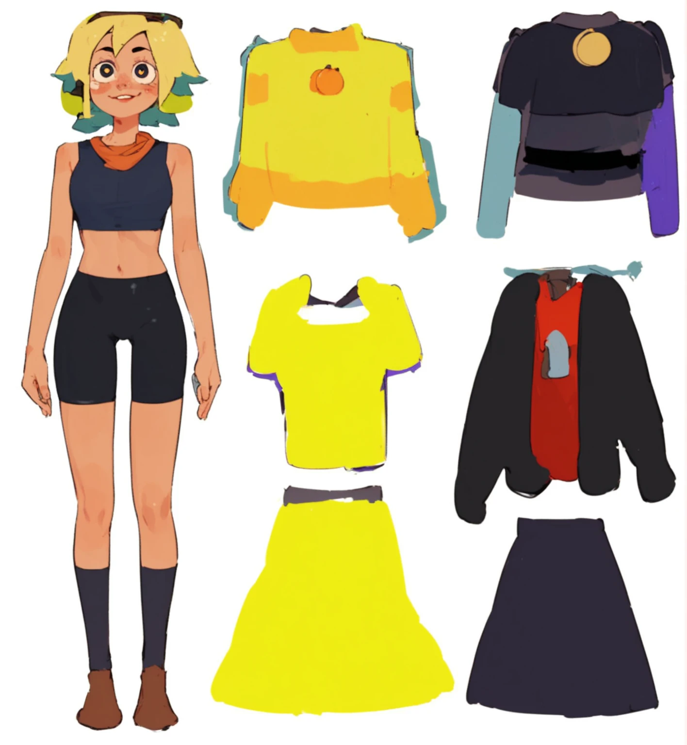 high resolution thick-line fighting game character splash-art ( 19-year old Darkskin domincan female),::(hacker, adventurer,and tonfa user) ( small nubian convex nose, round face, full lips, pixie cut, chocolate complexion medium chest, curvy hips, and slender tone physique.):: (light glittering sand eye shadow, golden eyes,):1.3 :: (red tank top, black low riding shorts, pink bikini bottoms,) (thigh, wrist,ankle and shoulder athletic tape) She is raven armored casing sneakers , a green grid gloves,):1.3 ( radiating GREEN AURA) (energetic, adventurous, flighty) (masterpiece:1.2), (ultra-detailed:1.2), (perfect details), (extremely fine and beautiful:1.1), beautiful face, beautiful eyes, (detailed face, detailed eyes:1.2), detailed lip, shiny skin, oil skin, shiny hair, sense of depth, depth of field, ,(dynamic angle, scenery, dramatic lighting, volumetric lighting, golden hour, masterpiece), high quality, Octane Render, intricate, intricate details, maximalist, highly detailed, finely detailed, ultra-detailed, Rival Schools, Edayn, udon, and Alex "oh8" Ahmed. The two-tone background features an evening sun cascading over a futuristic urban city festival (, dynamic pose:1.3),