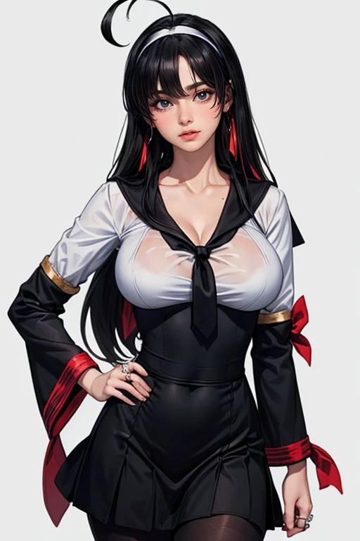 (masterpiece:1.2, highest quality), (realistic, photorealistic:1.4), beautiful illustrations,
looking at the viewer, whole body, Front view:0.6,
((1 female:1.9)), ((long straight black hair:1.9, princess cut:1.4)), bangs, hair between eyes, ((big breasts:1.6, big ass))
beautiful hair, beautiful face, beautiful and detailed eyes, (yellow eyes:1.3), beautiful clavicle, beautiful body, beautiful breasts, beautiful thighs, beautiful feet, beautiful fingers, perfect anatomy:1.3, perfect anatomy
(city)
((three piece suit:1.8, choker:1.6)), white panties:1.6,
((Grasp the hem of the skirt with your right hand, put your left hand on your chest, open your legs:1.3)),
(Look at the viewer while blushing:1.3)