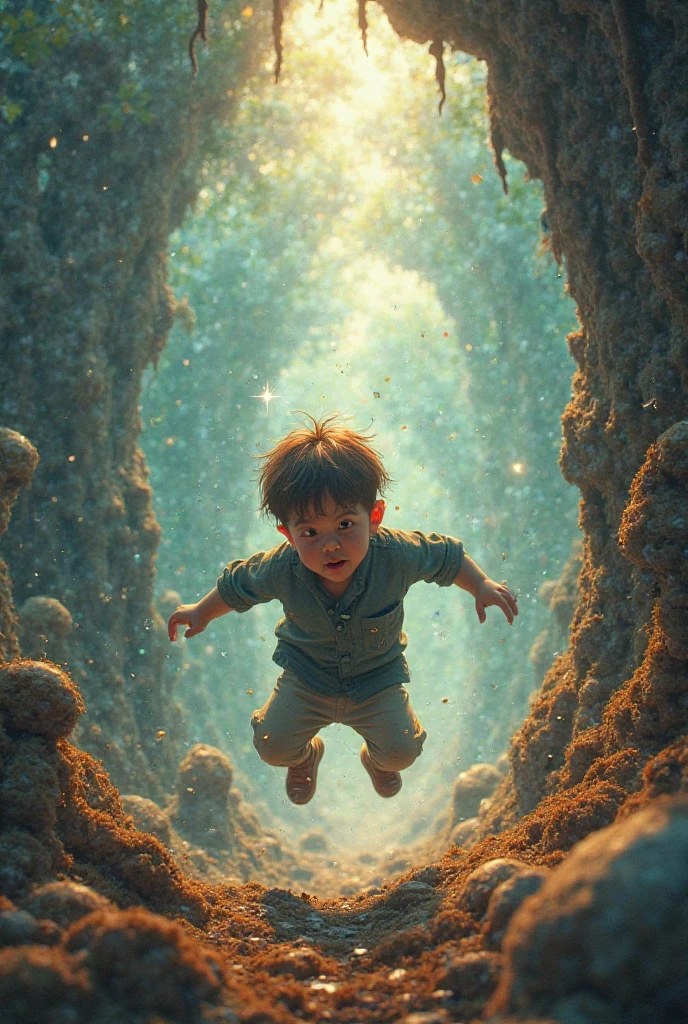 A boy fall down in the well
