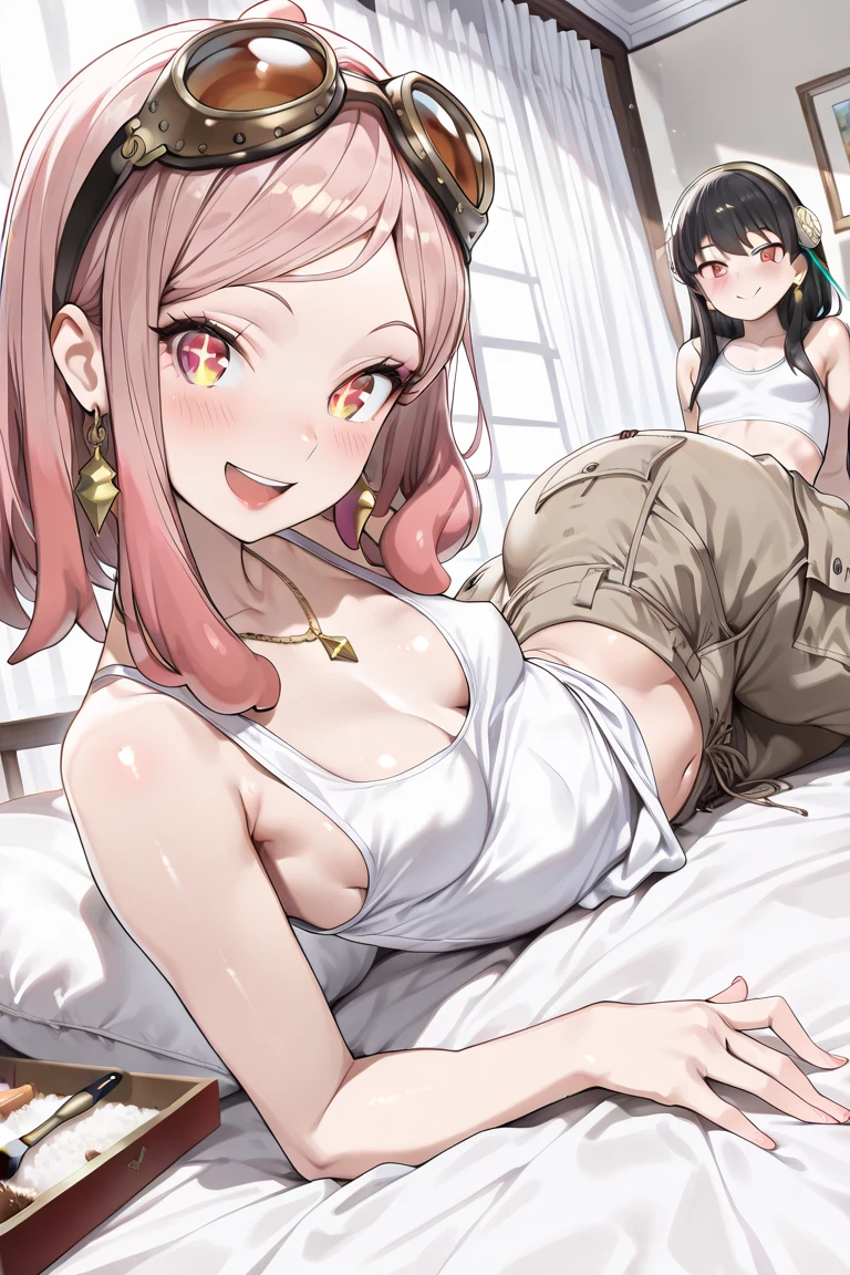 (masterpiece, best quality),female middle-aged, sturdy, native hawaiian, dark brown eyes, downturned ears, angular jaw, broad forehead, elegant wrists, , ruby red low ponytail hair, joy wearing high-low hem dress, off-the-shoulder top, , arm overhead pose, raising one arm overhead with a flirtatious smile, exuding elegance and allure, warm lighting, soft golden or amber hues creating a cozy and inviting atmosphere, a community gathering, with people of all ages enjoying games, music, and food, (masterpiece, best quality), 1girl, pink hair, crop top, denim shorts, bedroom, striped thighhighs, <lora:add_detail:1>,