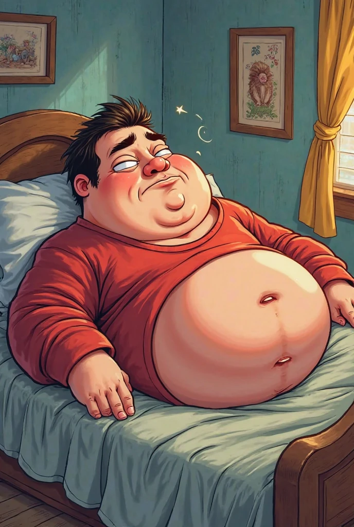 Fat pink man snoring