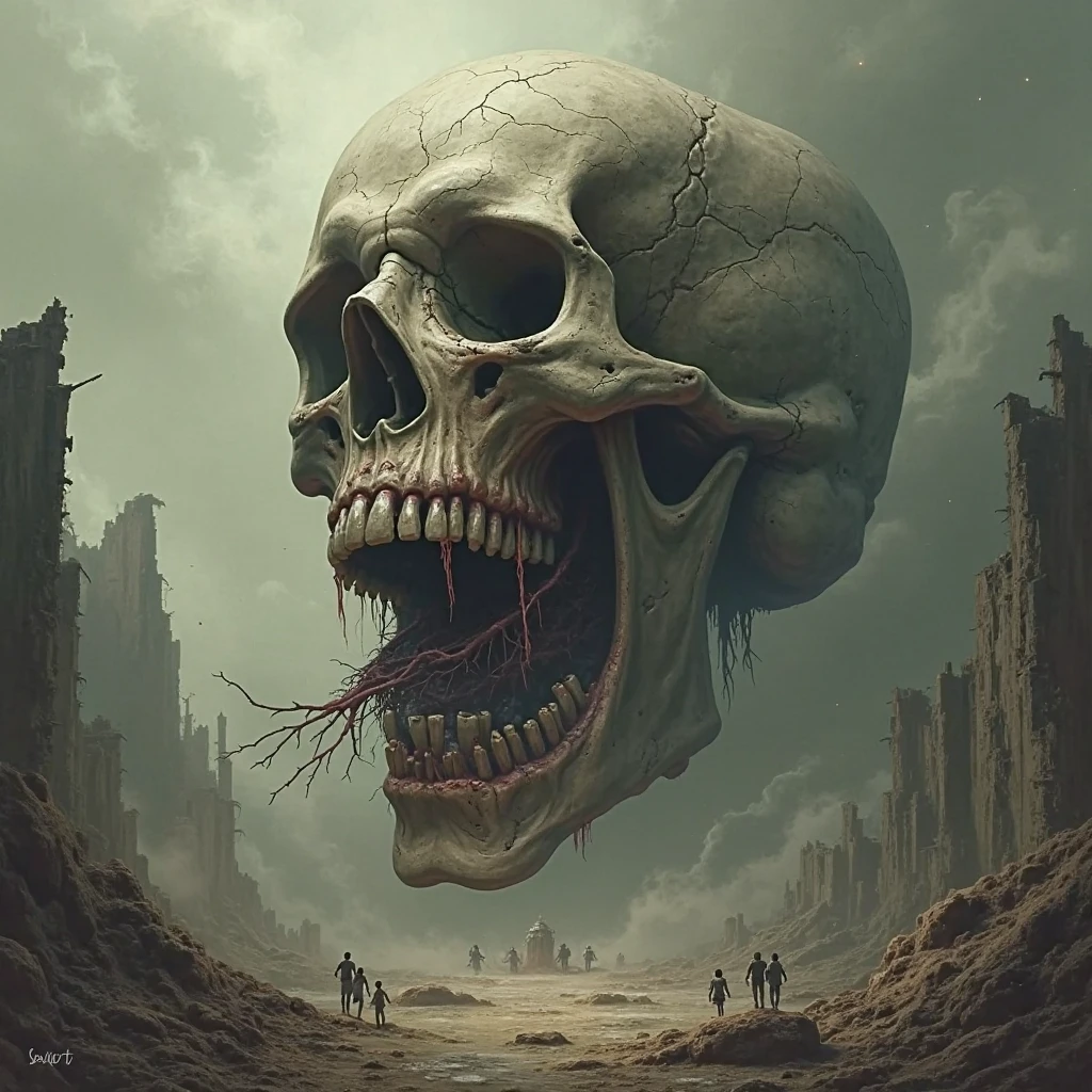 skull, terror, post apocalyptic, horror, Movie, ghost, death metal album