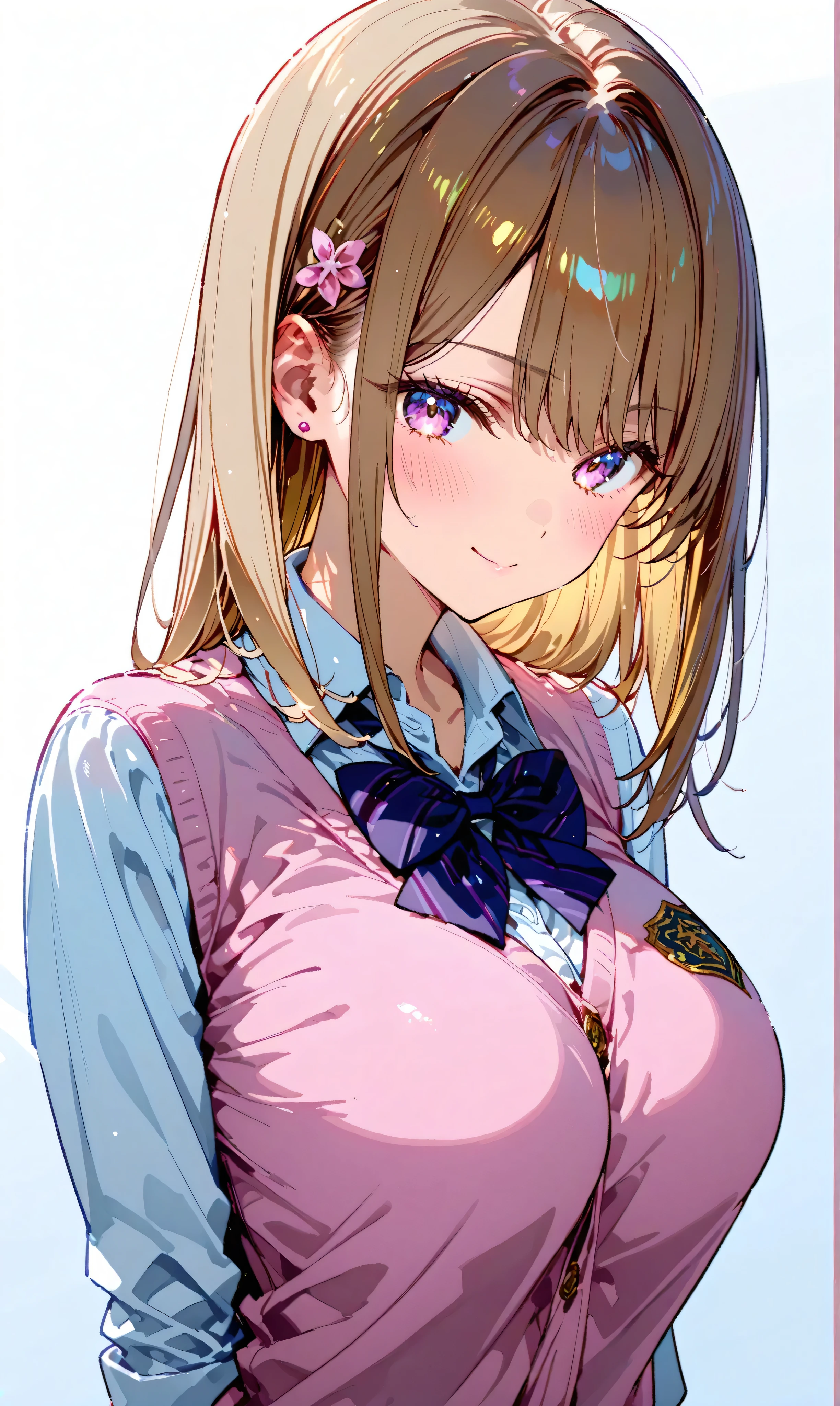 (watercolor:0.4)、( pastel :0.6)、 (watercolor:0.4)、( pastel :0.6)、JK Gal、brown skin、 blonde alone 、Big Breasts、 school uniform