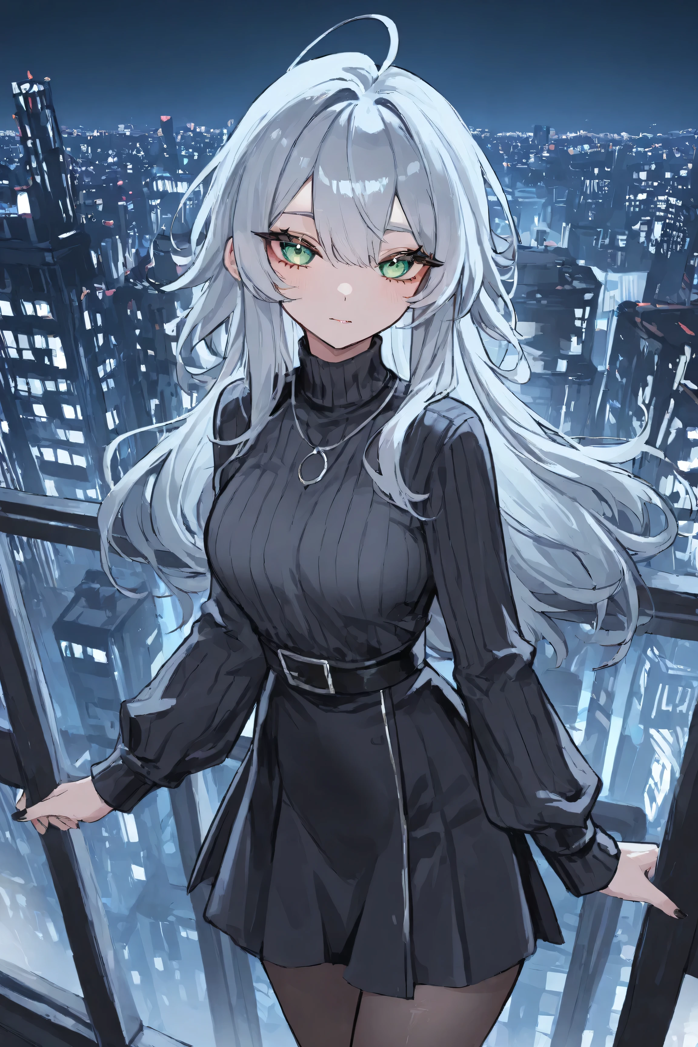 1girl，Over the night city