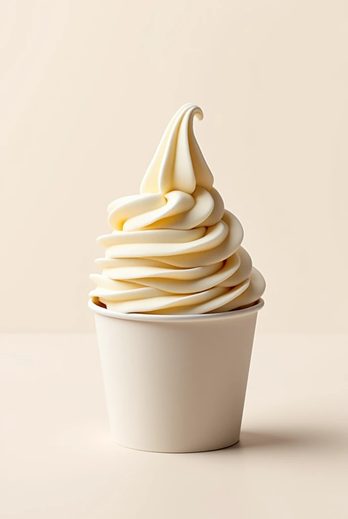 A scoop of ice cream in a small white container