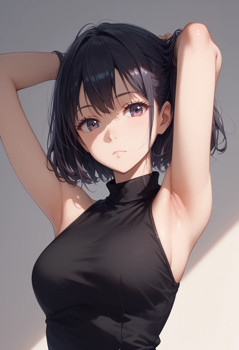 One girl, (Black eyes:1.3),triumphant look、Looking from above、Black Hair, short hair、Straight Hair, break (gray shirt:1.5), (Black see-through underwear:1.3), Plain underwear, Huge breasts, naked, Exposed,Hips, break (Bedroom:1.2), Black theme、夜 break looking at viewer, break (masterpiece:1.2), highest quality, High resolution, unity 8k wallpaper, (figure:0.8), (Beautiful fine details:1.6), Highly detailed face, Perfect lighting, Highly detailed CG, (Perfect hands, Perfect Anatomy),,Anime Style、sketch、Contours in the eyes、lie down、Lie down、Happy expression、from below、Put your back on the bed、Beautiful back、Panic pose、Muscular pussy、Leg spread、Spread your arms、((Camel Toe))、Pretending to be asleep、Feel good、Ecstasy、masturbation、Knee Up、Beautiful legs