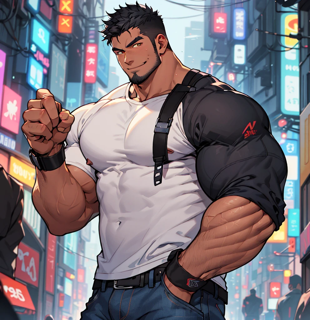 street colorful energetic lights effects in japan, kawaii moe anime 8K, undercut, faux hawk, very short black hair, creamy babyface with blue eyes super buff pale muscular ninja possession by Venom, muscular body wear clearly ninja clothes, manly kawaii moe anime babyface, majestically tenting the huge elected penis wood straddling huge shaft of manhood, the beefcake male huge cock ejaculate sperm, meaty thigh, round huge buttocks, extremely Impressive huge penis upstand skyrocket and throb with enlarged glans, trending on pixiv, kawaii moe anime