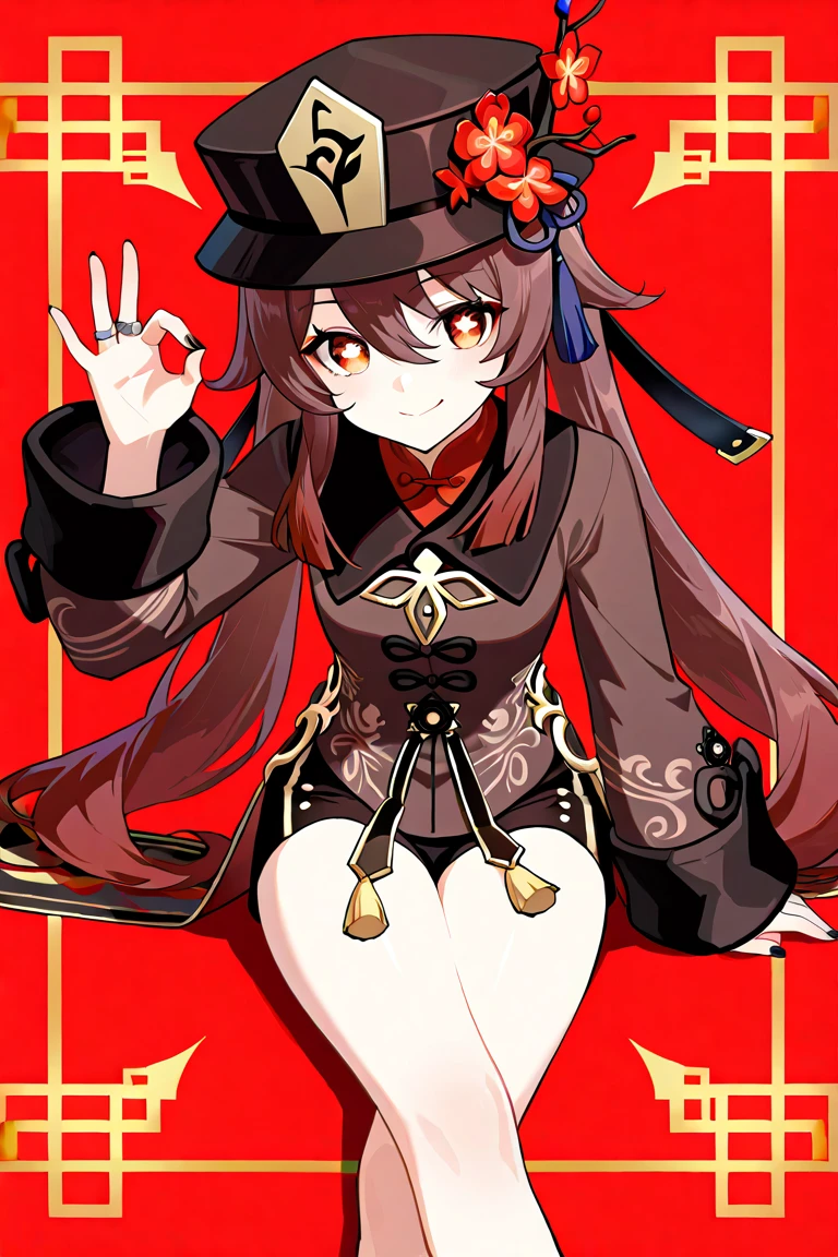 anime girl hu tao (genshin impact) busty with thick thighs and big ass bigger than thighs and head and body , ass view, hyper ass with long hair