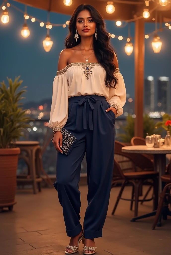 Masterpiece, ultra hd, 4k, high resolution detail, classroom background detailed, perfect lighting, sunset, 1 lady, solo shot, A ponytail lady,beautiful face detailed, eyes detailed, lips detailed, slender toned body, (thick thigh), (medium droopy breast), (rounded hips), (thick ass), perfect proportion and shape, seductive pose, back view, look at camera, fear face detailed, (long sleeve  tight white-blouse tucked in), ((tight blue pastel-shiny formal trouser)), dark skin , fair skin, ((glasses)), ((white shirt)), ((closed white hijab))