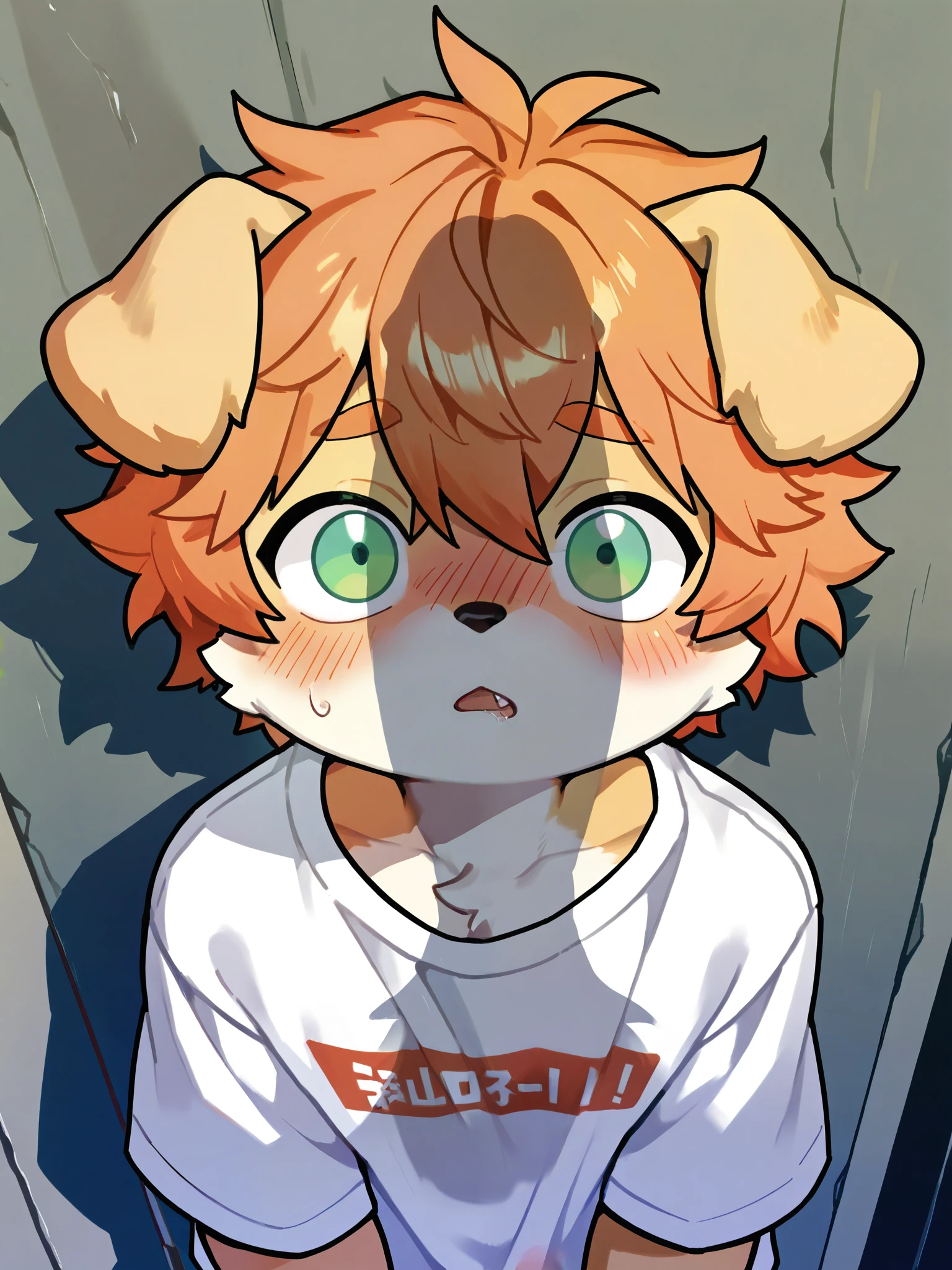 source_ furry, hadrian , furry male, elementary school students,Cubs,((boy )), dog boy,,(penis Shadow:1.3),short hair ,fang out,,masterpiece, newest,absurdres, incredibly absurdres, messy hair, cute anthro, solo,score_9, score_8_up, score_7_, score_6_up, masterpiece, best quality, dufu, furry, shota, solo, cute, green eyes, blush on face, upper body, loose clothes, nipple, orgasm,wide eyes,Lots of saliva ,full-face blush,parted lips ,from above, to milkytiger1145 , author: k0bit0wani ,( cute),boy