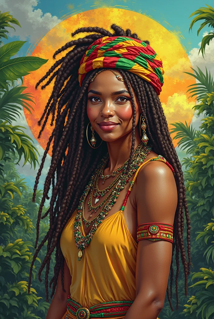 Mulher africana, reggae, realeza, antigo Egito, joias reais, extremamente detalhado, obra de arte, riqueza em detalhes, Very high image definition, 16k