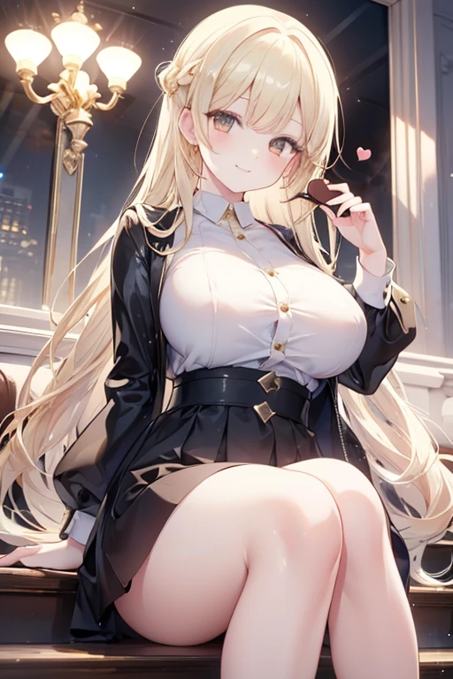 clouds, gtscity, cityscape, mountain ranges, ball of foot, long platinum blonde hair, green eyes, smirk, big tits