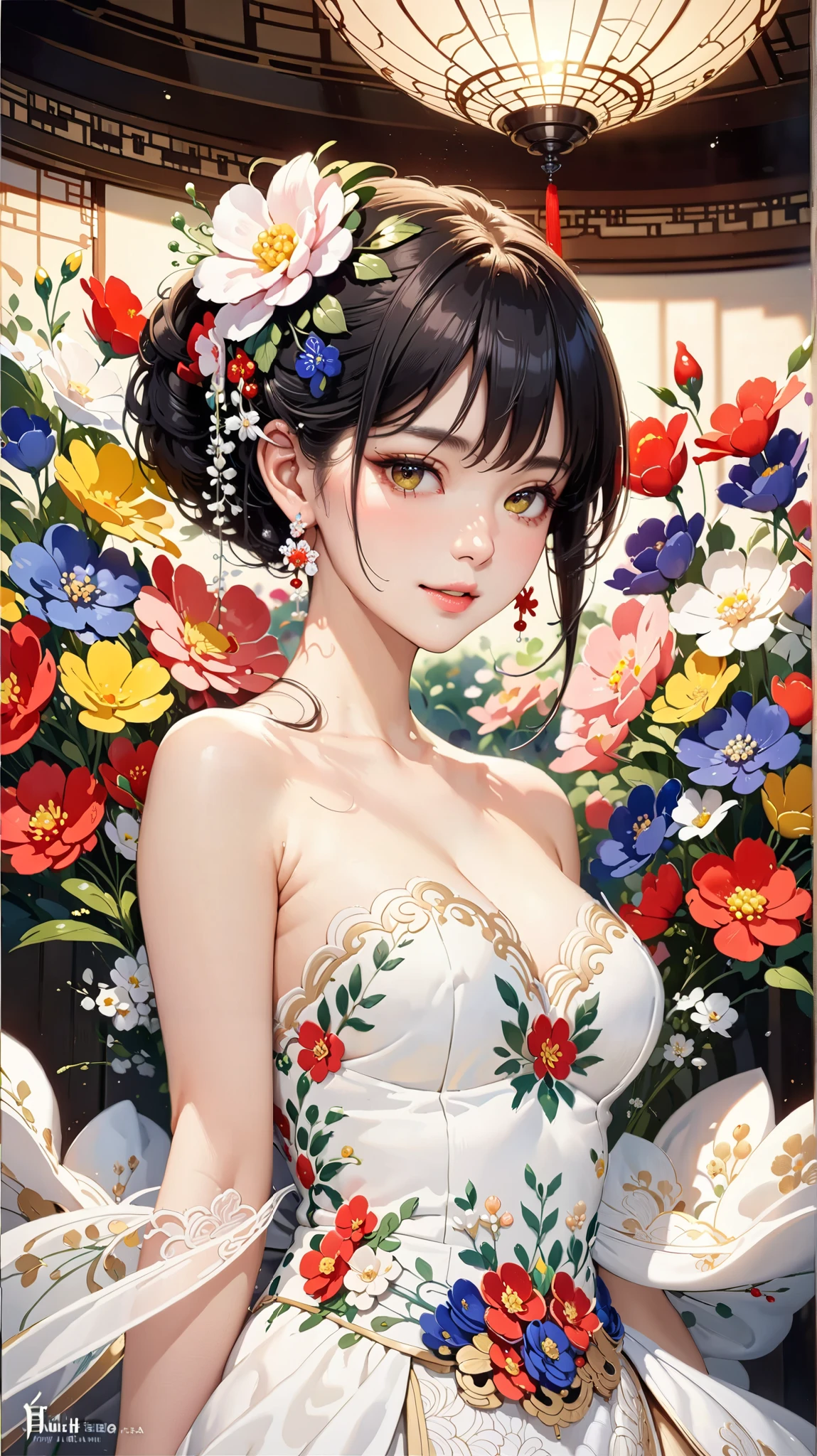 Cool women、sexy、Holding a bouquet in both hands、