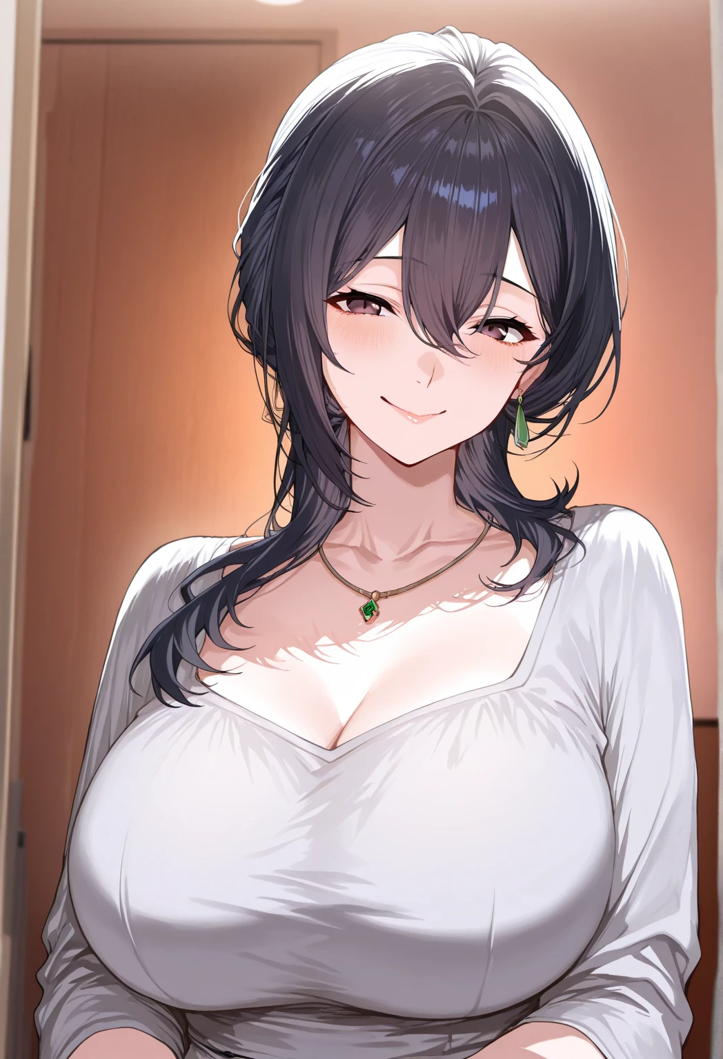 (masterpiece:1.4), high quality, high definition, sharp focus, detailed clothes, detailed body, detailed face, anime, best quality, 4k, 8k, absurd resolution, intricate detail, detailed hands, (detailed eyes:1.3), animation, illustration, highly detailed, highres, extremely detailed, <lora:hyperdenoiser_v090:0.6>, <lora:perfetfingers:1>, <lora:hyperrefiner_v090:0.6>, <lora:add_detail:0.3>,  seductive smile, (large breasts), (parted bangs:1.6), skindentation, <lora:ETO_OC:0.2> ETO-OC, <lora:ETO_OCC006:0.7>, ETO_OCC, (curly hair:1.3), (long hair:1.1), black hair, thick eyebrows, pale skin, curvy, (plump:1.2), fat, 1girl, (hazel eyes:1.3), smiling, looking at viewer, mature female, <lora:mesugaki-10:0.6>, smug, <lora:sensualface_type1:0.6>, <lora:enoshima:1>
enoshima, covered nipples,