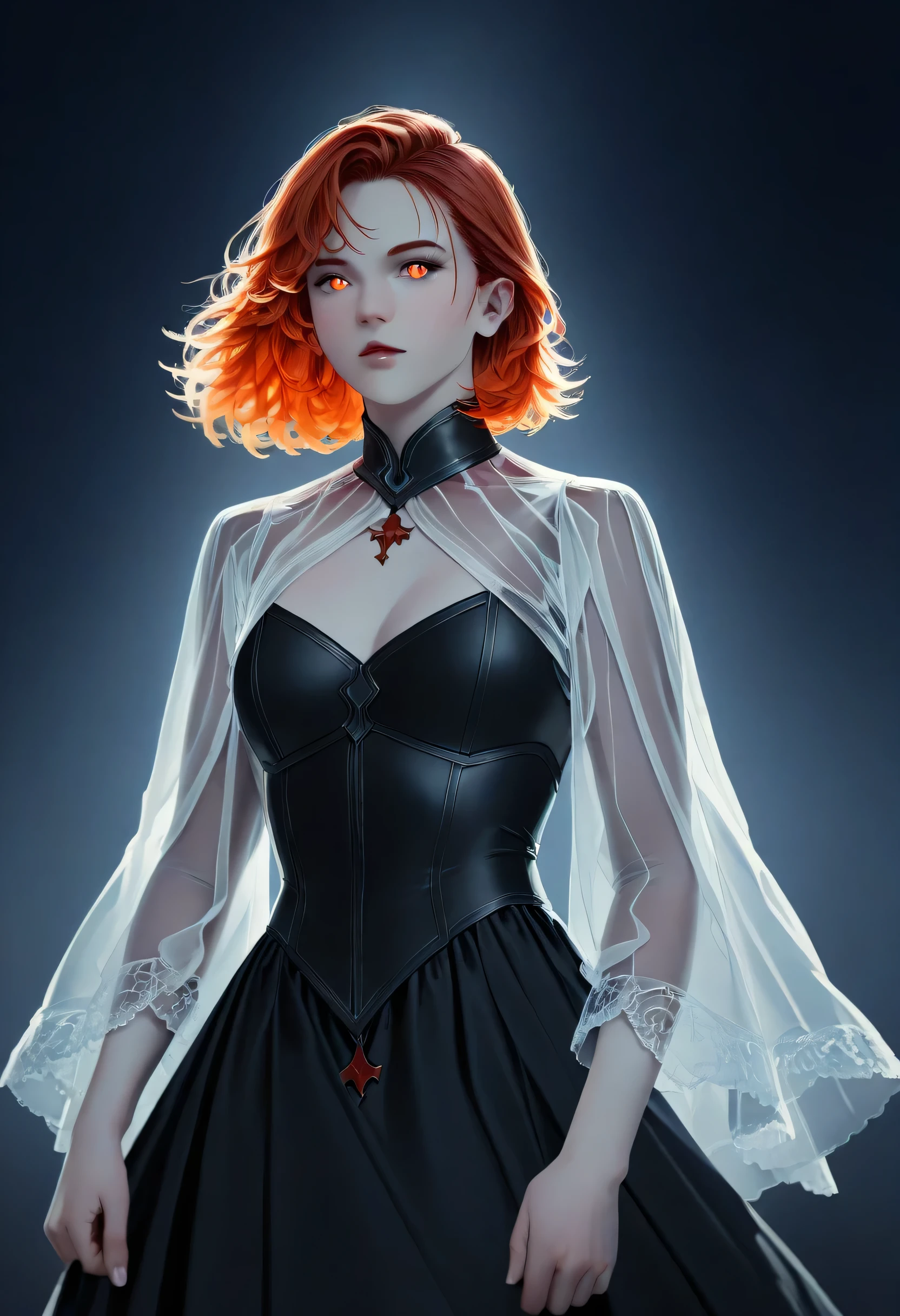 dark fantasy art, a picture of a fantasy, beautiful female vampire, best detailed face,  pale skin, blond hair, glowing eyes, red eyes, wearing black dress, (transparent voile fabric dress: 1.2), intricate dress, hugging a  man, muscular man, best detailed face, wearing white armor, red hair, reflection light, it is night time, the moon is in the sky, a sense of eternal love, soft light. moon rays. high details, best quality, 16k, [ultra detailed], masterpiece, best quality, (extremely detailed), ultra wide shot, photorealistic, RAW, fantasy art, dnd art, fantasy art, realistic art,((best quality)), ((masterpiece)), (detailed), perfect face, fantasy