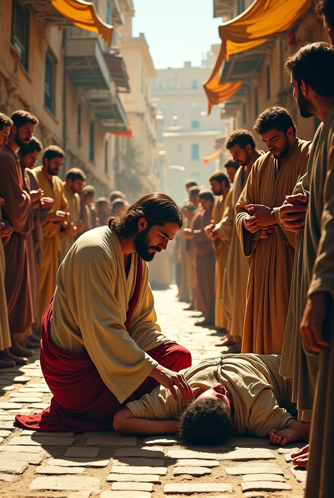 center image:



Paulo in two moments:stalker: Severe expression, Dark clothes, frown, holding stones/swords (simbolizando persecution).

apostle: serene face, white robes/clear, hands in prayer position, divine light around (symbolizing faith). Close up em Paulo: 

tears in the eyes (optional), representando arrependimento e conversion. stylised illustration: conveying timelessness of the story. Additional Elements: lightrays (Divine Revelation). scenes: Paul stoning Stephen (persecution).

Paul falling from his horse on the road to Damascus (conversion).

Paul preaching to crowds (apostleship).  Color Combinations:



swirly vibrant colors: yellow, orange and blue to capture attention and convey Paul&#39;s epic journey. objective:



Attractive and impactful thumbnail that captures the public&#39;s attention and awakens curiosity about Paul&#39;s story.