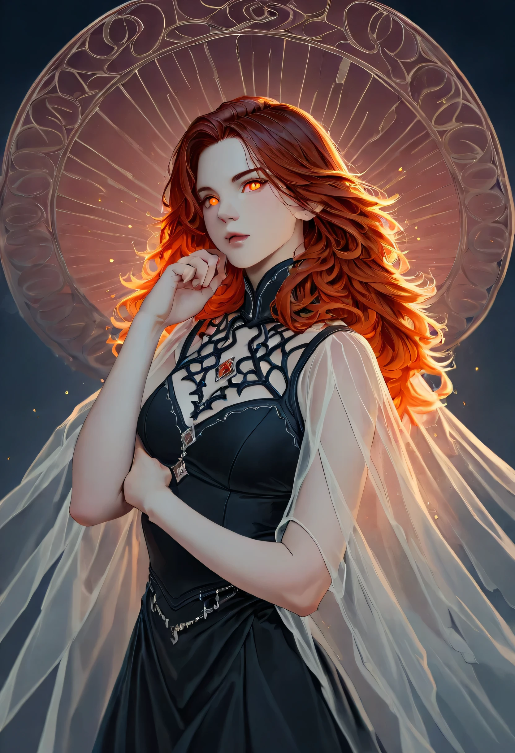 dark fantasy art, a picture of a fantasy, beautiful female vampire, best detailed face,  pale skin, blond hair, glowing eyes, red eyes, wearing black dress, (transparent voile fabric dress: 1.3), intricate dress, hugging a  man, muscular man, best detailed face, wearing white armor, red hair, reflection light, it is night time, the moon is in the sky, a sense of eternal love, soft light. moon rays. high details, best quality, 16k, [ultra detailed], masterpiece, best quality, (extremely detailed), ultra wide shot, photorealistic, RAW, fantasy art, dnd art, fantasy art, realistic art,((best quality)), ((masterpiece)), (detailed), perfect face, fantasy