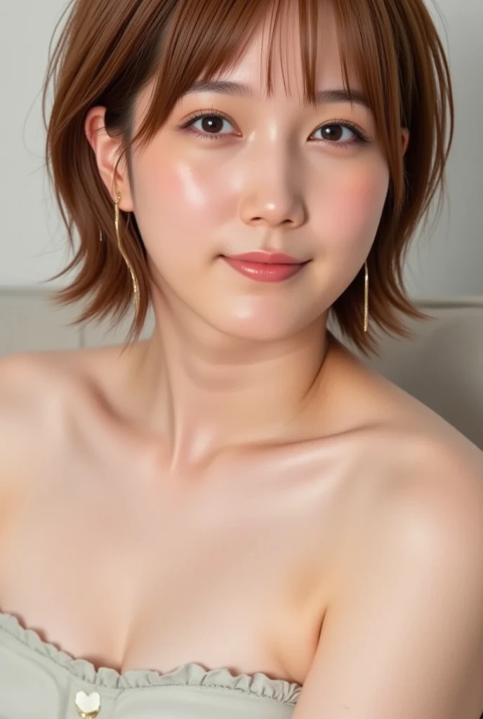  Adorable, Seaside,  Japanese Girls, (Portraiture, close:1.2),Exposed forehead,Medium Hair ,( cheek,Glossy Lips:1),  All Nude,  View your viewers,  ,Sweaty, (),   (Embarrassing, smile:0.7), (Pale skin:1), (Put your hands behind your back), sunset,  catch_Light, (Thin pubic hair)