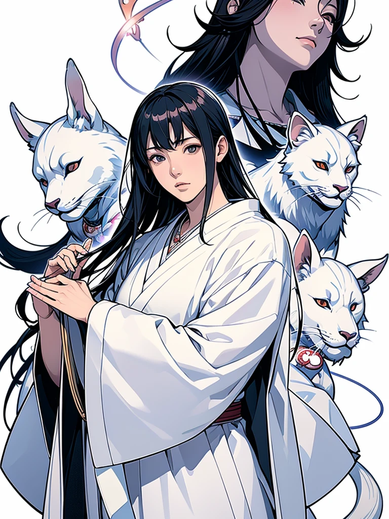 (90s anime style) masterpiece, beautiful gitana woman, fortune teller, sitting on a table with cards on her hands, wolf behind her, night, dark hair,