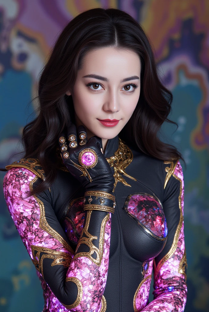 8K、(masuter piece,top Quority,best qualtiy,Beauty and aesthetics:1.2)、(1girll:1.3)、full body Esbian、(((colorful lighting)))、(((((Perfectly accurate human body)))))、(((Gaze staring at the photographer)))、(((Russian girl at 16 years old)))、(Detailed futuristic cool hair)、(bright silver hair with a silky sheen,)、((short-haired))、(((8 Head Body)))、(((((very thin abdomen)))))、(((Detailed cute beautiful face)))、(((Detailed drooping eyes)))、((((undersized head))))、((a small face))、Detailed bright eyes、(((a baby face)))、Detailed skin、thin arm、(((very Bigger breasts)))、(((((Very big hips)))))、(((Very deep background)))、Futuristic art、(Fractal Art:1.3)、(Farbe:1.1)、(florals:1.3)、(Zentangle:1.2), full body Esbian, (Abstract background:1.4), Shiny skin, (Many colors:1.4), (factor:1.5),(Raw photo:1.2),Pink Purple Latex Jumpsuit、Futuristic accessories,Hollow-On,latex shiny,(tight fitted),Wearing a very tight suit, chrome bodysuit, ((cyberpunked)), (colorful neon), Very shiny pink-purple latex suit、kosmos、intergalactic、seductiv、metalic、butterflys、Fantastical、lovemaking、Sleeveless、Precise hands, Precise fingertips、Precise nails、Very delicate eyelashes、Very delicate eyebrows、Precision fasteners、High Precision Machine、No letters