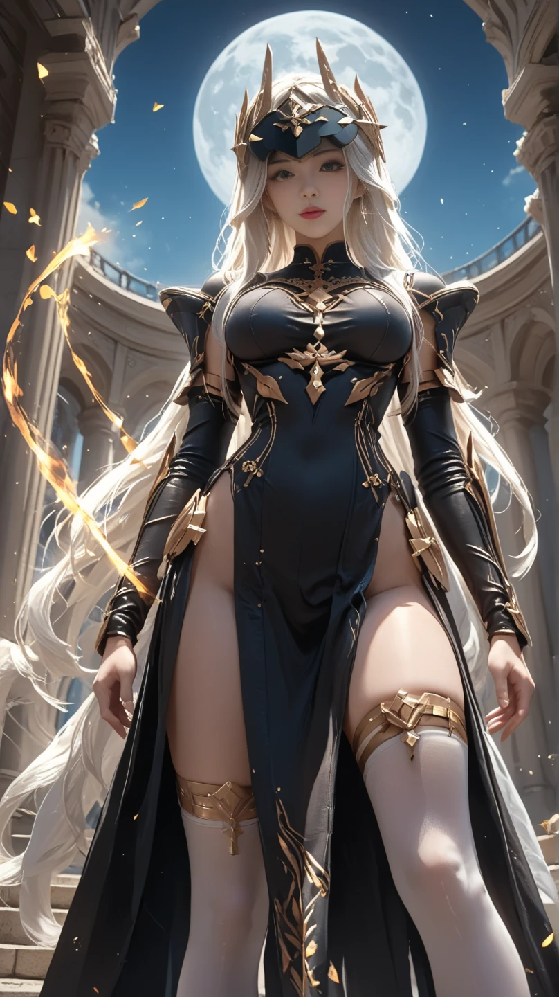 Anime - Style woman posing for a photo in black and gold outfit, Anime goddess, trends in art station, a beautiful fantasy empress, shadowverse style, ((a beautiful fantasy empress)), beautiful and seductive anime woman, 8K high quality detailed art, Kushatt Krenz Key Art Women, full-body xianxia, from girls frontline